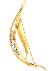 10K Yellow Gold Diamond Brooch - 0.37 Ct. -- LIFETIME WARRANTY