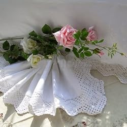 Pair Elegant Hand Crochet Lace Cotton Pillowcases