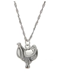 Sterling Silver One Sided Horse Saddle Charm with Thin Singapore Chain Necklace