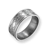 Titanium Sterling Silver Inlay Celtic Knot Flat 8mm Polished Comfort Fit Wedding Band Ring (SIZE 6-15 )