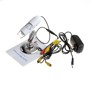 2MP Digital Microscope Endoscope Magnifier Camera 25X~400X 8LED AV TV-Out White