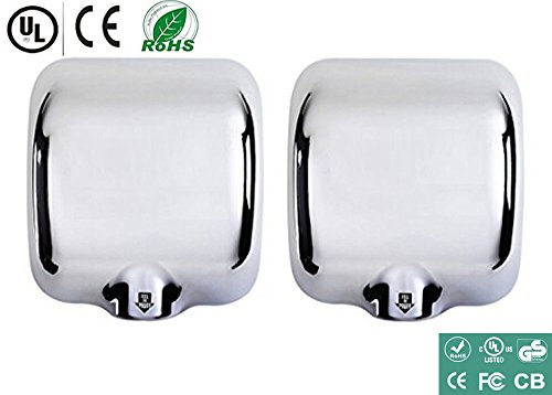 (2 Packs) Heavy Duty Commercial 1800 Watts High Speed Automatic Hot Hand Dryer - Stainless Steel