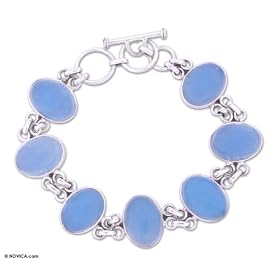 Bracelet, 'Cool Ocean' 0.6 W 8.3 L by Chalcedony Bracelets