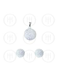 Sterling Silver -Rhodium Plated Assorted CZ Circle Pendant an