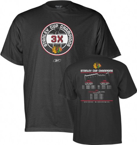 Buy Chicago Blackhawks -Black- 3-Time Stanley Cup Champions T-Shirt