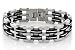 Mens Modern Stainless Steel Rubber Link Bracelet