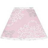 Pink, Gray and White Shabby Chic Alexa Damask Butterfly Baby, Childrens Lamp Shade
