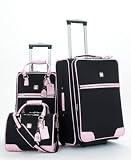 Diane Von Furstenberg Lizard on the Go 3-piece Set (Black w/ Pink)