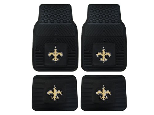 A Set of 4 NFL Universal Fit Front and Rear All-Weather Floor Mats - New Orleans Saints