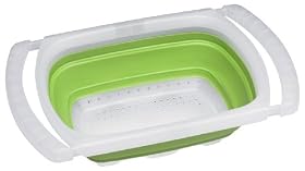 Progressive International 6 Quart Collapsible Over-the Sink Colander, Blue and White