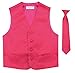 BOY'S Dress Vest & NeckTie Solid HOT PINK FUCHSIA Color Neck Tie Set