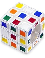 Rubicks Cube Spacer Bead for Pandora Bracelet 925 Sterling Silver Fit Pandora Chamilia Trollbeads and All Charm Bracelets
