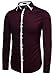 Coofandy Men's Contrast Color Button Down Dress Shirts Casual Shirts,Large,Wine Red