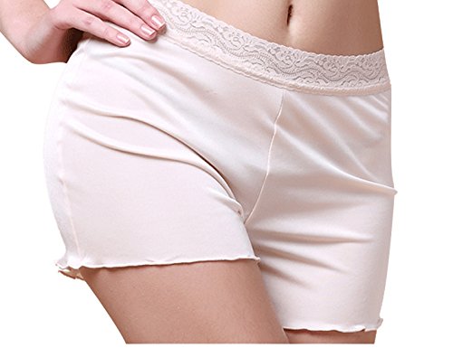 METWAY Women's Mulberry New Silk High Waisted Lace Boy Shorts Panties