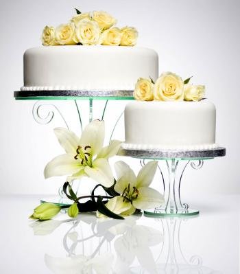 Scroll Design Wedding Cake Stand - Glass Effect - 100mm High