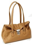 Prada Leather BR2375 Camel Push lock Handbag