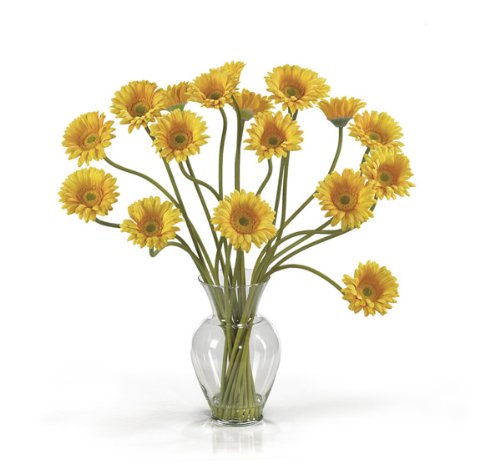 Silk Flowers Gerber Daisy Liquid Illusion: Yellow