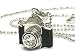 Trendy Black Art Deco 3D Camera Charm Necklace with Crystals