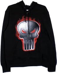 Marvel Punisher Red Ignited Flamed Black Hoodie Hooded Sweatshirt