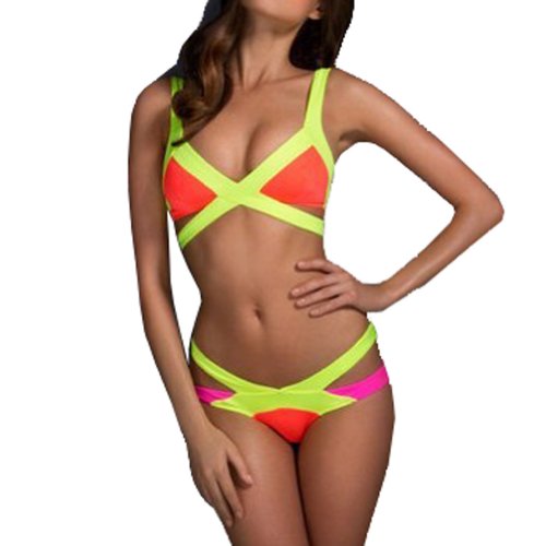 Meilun Women's 2 pcs Bandage Summer Splice Swimsuit Bikini