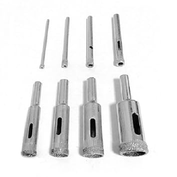 【クリックで詳細表示】ダイヤモンド コアビット コア ドリル ガラス 用 穴あけ 研削 加工 硝子 加工 切断 工具 レンガ タイル (8サイズ セット ( 3 4 5 6 8 10 12 15 mm ))： DIY・工具