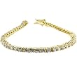 Goldtone Tennis Bracelet, Round Clear CZ's in Prong Setting, Box Clasp