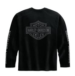 Harley-Davidson&reg; Men's Long Sleeve Black on Black Tee. Print and dimensional graphics. 99044-09VM
