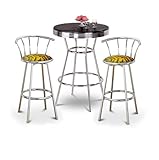 Chrome Bar Table & 2 Chrome 29" Tiger Faux Fur Fabric Seat Barstools