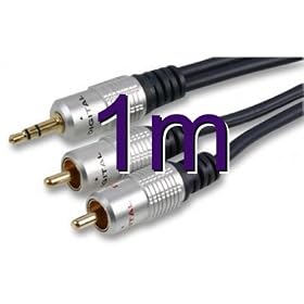 Pure HQ OFC 3.5mm Stereo Jack to 2 RCA Phono Plugs Cable Gold 1m