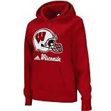 NCAA adidas Wisconsin Badgers Ladies Red Helmet Patch Too Pullover Hoodie Sweatshirt