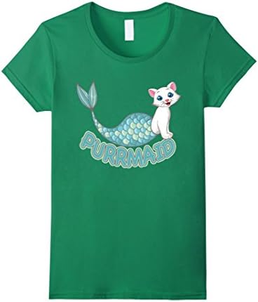 Women's Funny PurrMaid Cat Mermaid T Shirt XL Kelly Green
