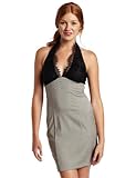XOXO Juniors Lace Overlay Two Fer Halter Dress, Grey, 1/2