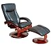 Luxury Black Leather Swivel Recliner w/ Ottoman