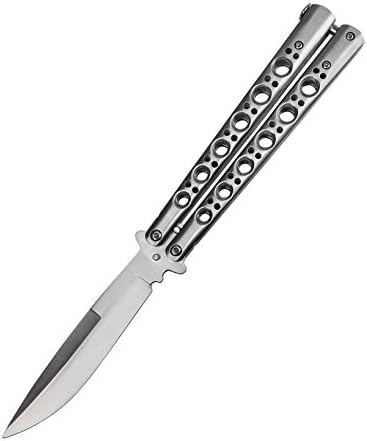 Chihko Pocket Practice Butterfly Knife Balisong Trainer No offensive blade Silver