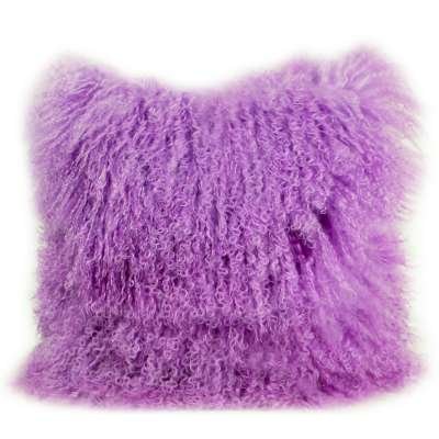 Mongolian Sheepskin Wool Throw Pillow 16X16in<br><font color=#FF0000>*On Sale*</font><br>