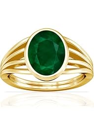 14K Yellow Gold Oval Cut Emerald Womens Astrological Ring