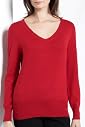 V-Neck Long Sleeve Plain Jumper [T38-5387-S]
