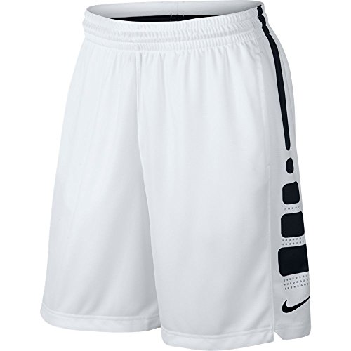 Men's Nike Elite Stripe Basketball Shorts White/Black/Wolf Grey Size Medium