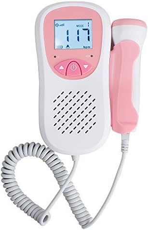 Pocket Backlight LCD display Unborn Baby Heartbeat Monitor , Listen to and Record your Baby Sounds and Movement (PINK)