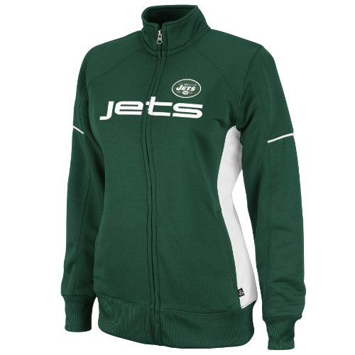 NFL Women's New York Jets Counter Long Sleeve Mockneck Full-Zip Track Jacket (Dark Green/White, Medium)