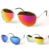 Full Mirror Fashion Color Aviator Sunglasses - 3688