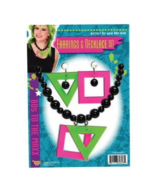 80s Neon Earrings and Necklace Set [Apparel]