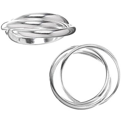 Platinum Plated Sterling Silver Triple Rolling Band Ring