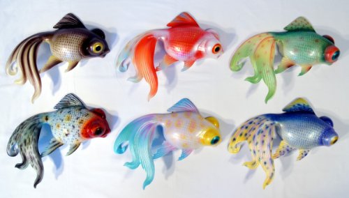 Handpainted Goldfish Wall Plaque Replica 12