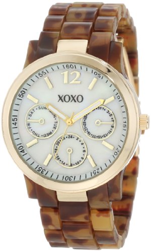 XOXO Womens XO5509 Tortoise Bracelet with Gold Case Watch