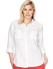 Plus Pure Linen Classic Collar Shirt