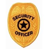 SECURITY OFFICER Guard Gold Uniform Badge Shield Patch Emblem Insignia 2-3/8" x 3-3/4" (2 Patches Included, Pair !)