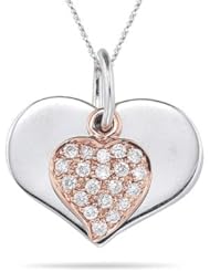 0.20 Cts Diamond Heart-in-Heart Pendant in 18K Two Tone Gold