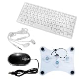 SKQUE PREMIUM OPTICAL MICE MOUSE+LAPTOP COOLER PAD+CLEAR SILICONE KEYBOARD CASE+WHITE 3.5MM HEADPHONE/MIC FOR APPLE MACBOOK AIR(13.3£§)