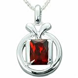 1.75 Carats Genuine Radiant Cut Garnet Sterling Silver Pendant Necklace